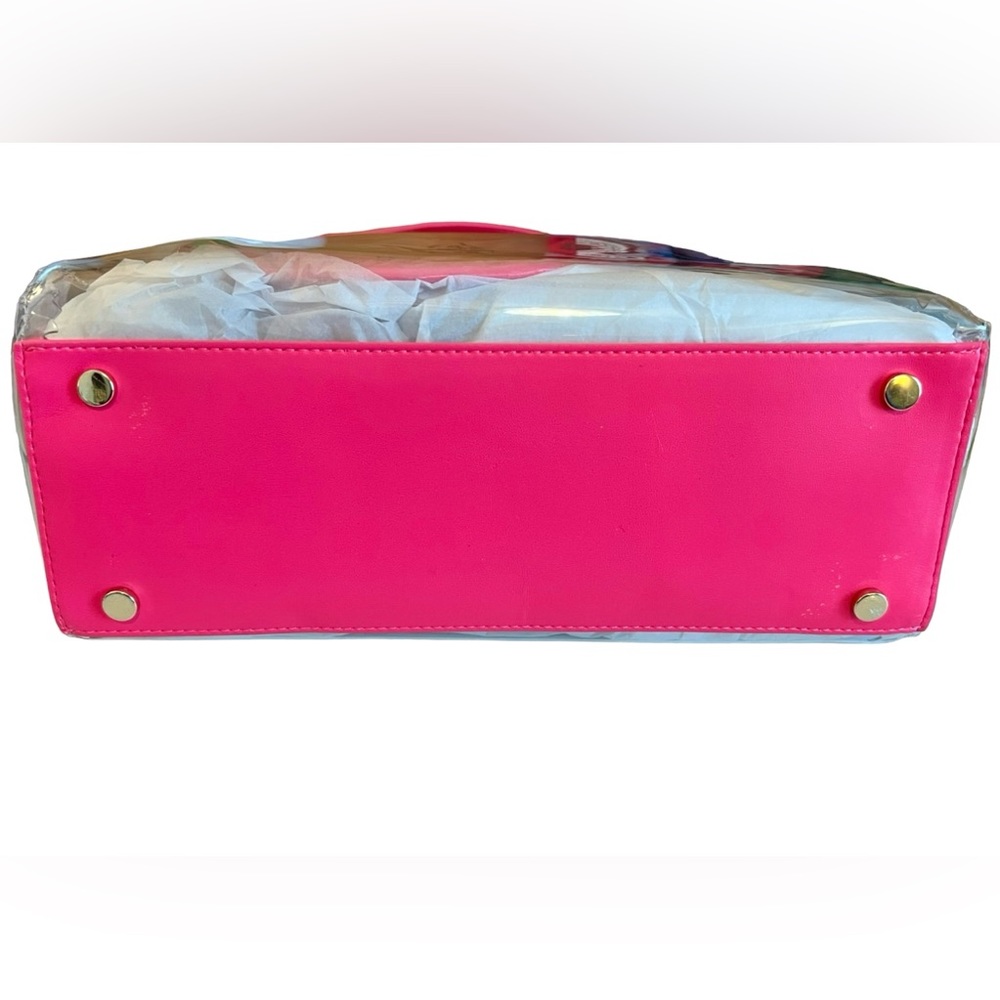 Katy Perry Clear Tote Pink Double Top Handles Jelly Tote With Peace Wristlet - Picture 10 of 11